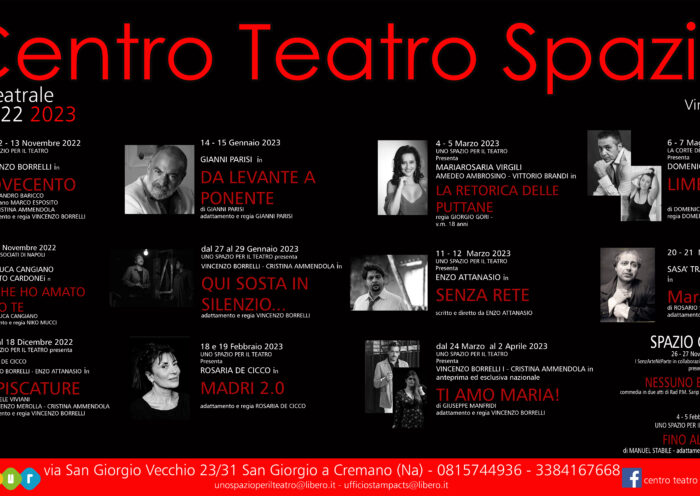 Locandina stagione teatrale 2022-2023 Centro Teatro Spazio