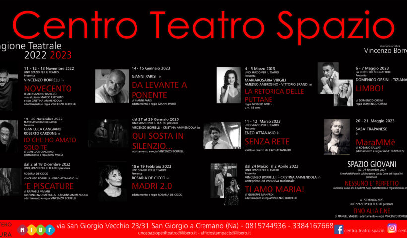 Locandina stagione teatrale 2022-2023 Centro Teatro Spazio