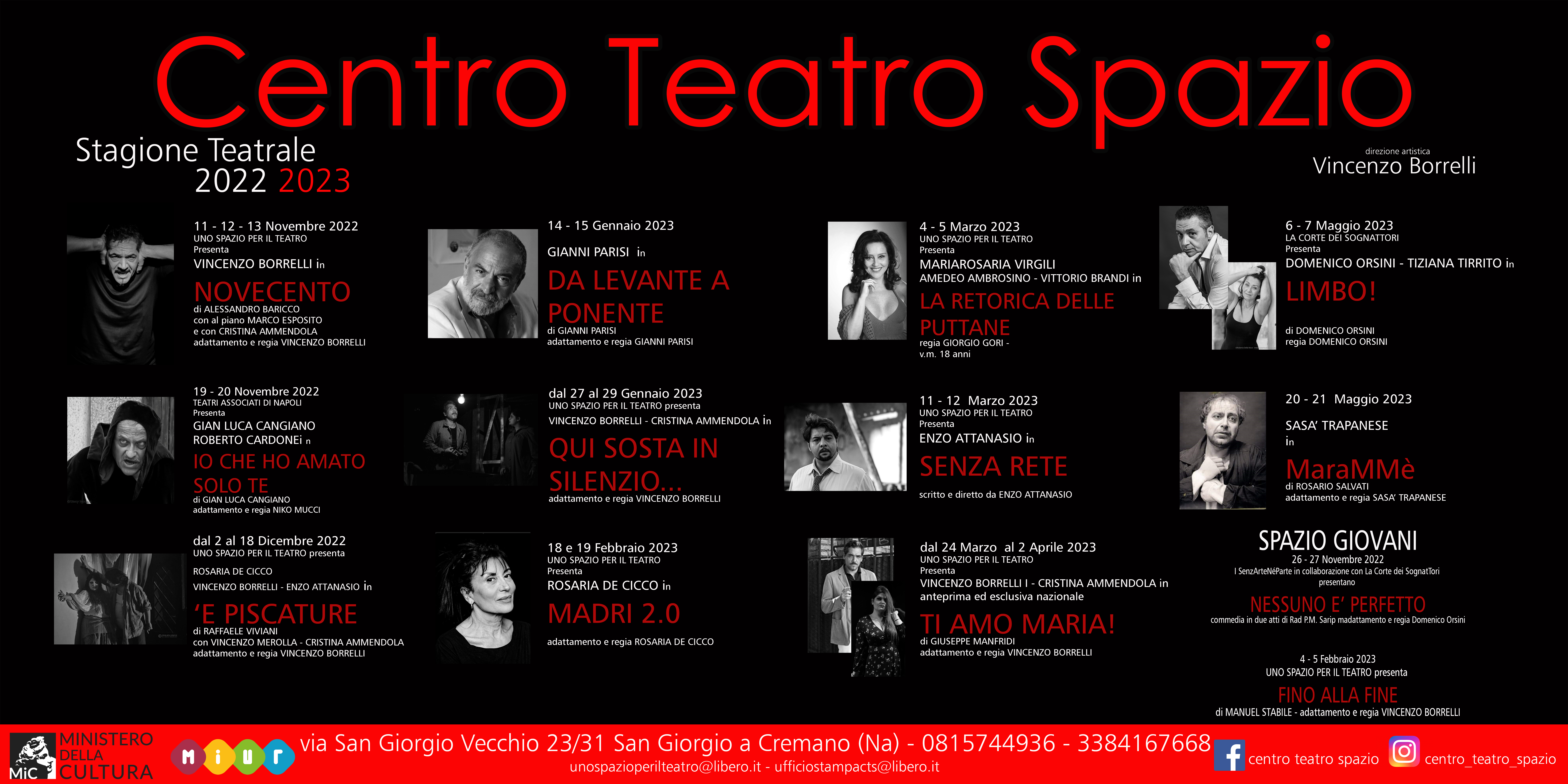 Locandina stagione teatrale 2022-2023 Centro Teatro Spazio